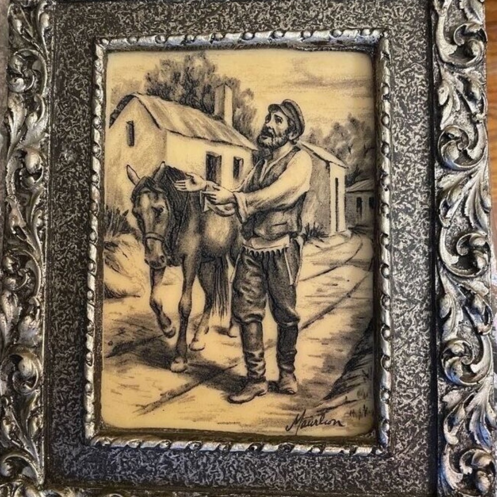 Hand Painted Black & White Artini Engraving Fidler On The Roof framed Signed